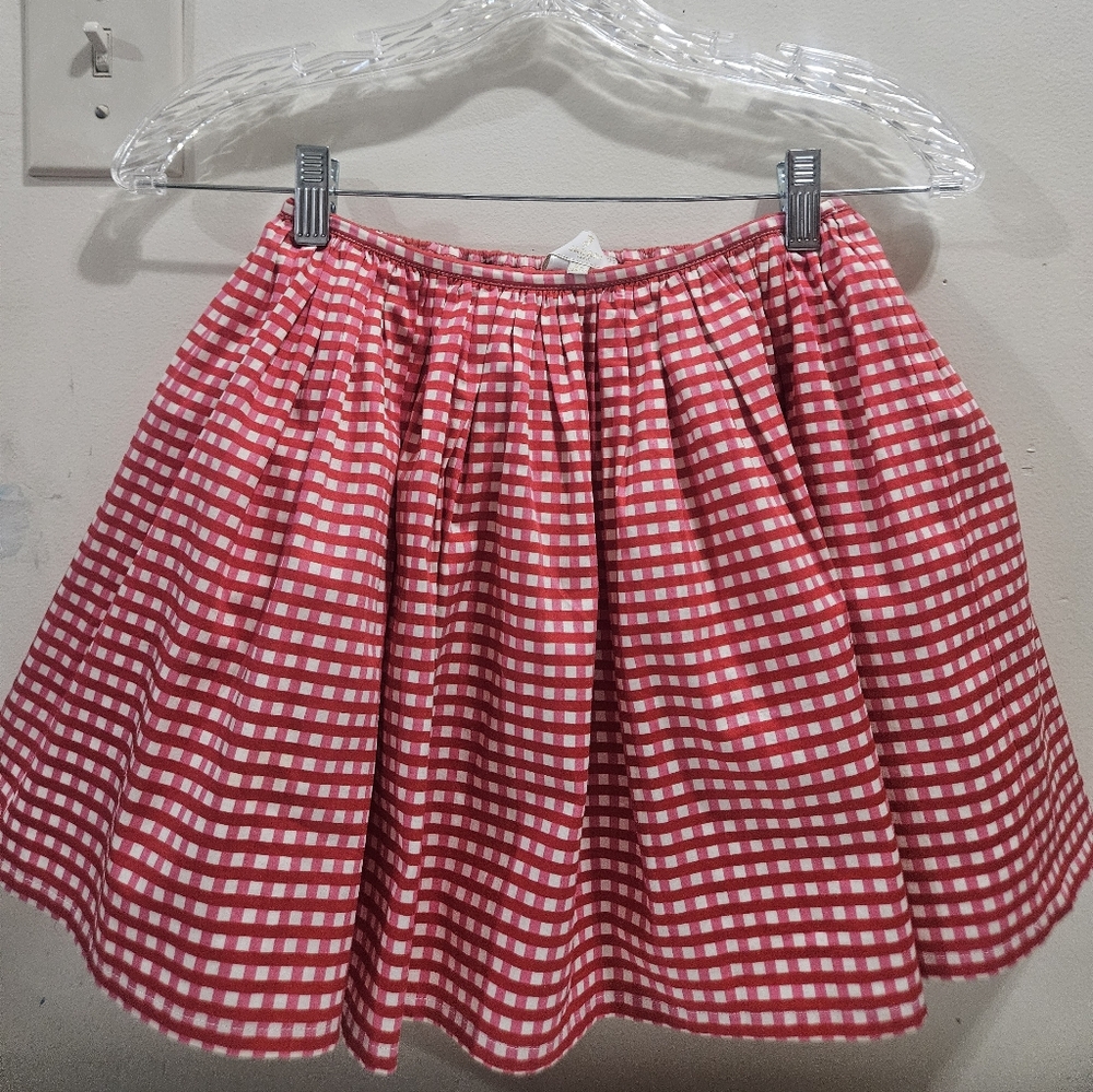 Jacadi Red/Pink/White Gingham Girls Skirt